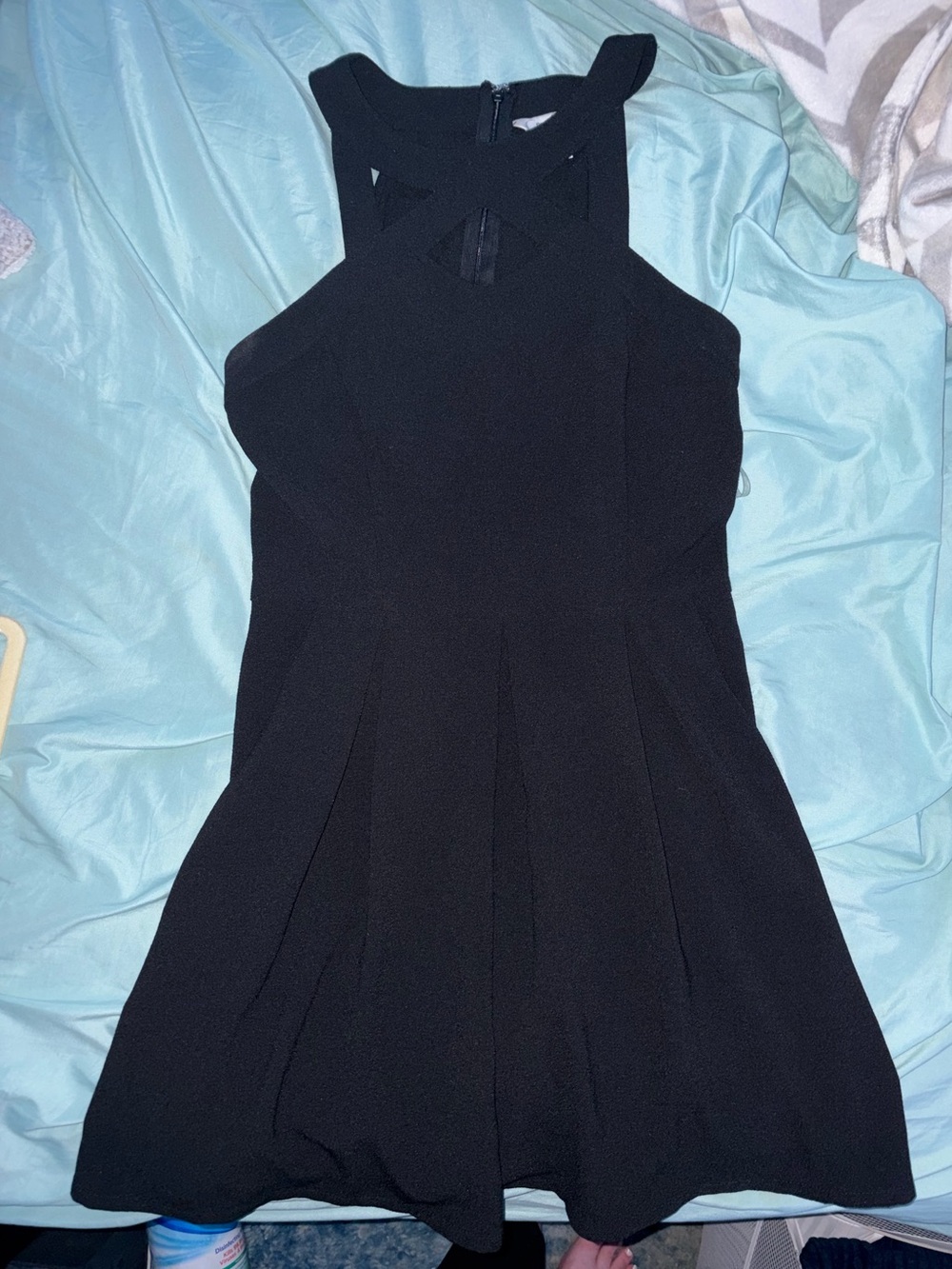 Speechless Black Crisscross Halter Skater Dress